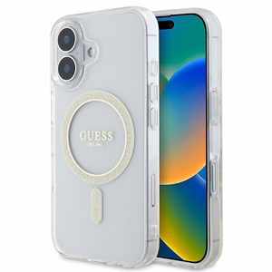 Guess IML Glitter Circle MagSafe Suojakuori iPhone 16:lle - läpinäkyvä
