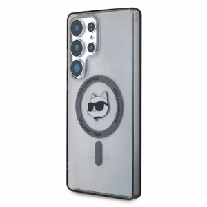 Karl Lagerfeld Button Choupette Head Printed Logo MagSafe Suojakuori Samsung Galaxy S25 Ultra Musta