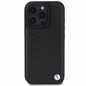 BMW Nahkainen Hot Stamp MagSafe Suojakuori iPhone 16 Pro Max:lle - Musta