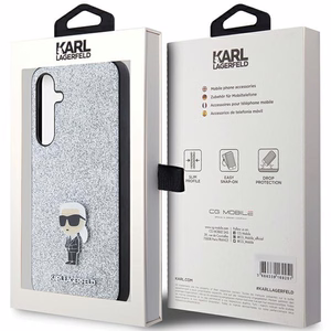 Karl Lagerfeld Fixed Glitter Ikonik Logo Metal Pin Suojakuori Samsung Galaxy A35:lle - hopeinen