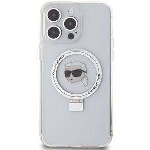 Karl Lagerfeld KLHMP15XHMRSKHH iPhone 15 Pro Max 6.7 valkoinen/valkoinen kovakuori Ring Stand Karl Head MagSafe