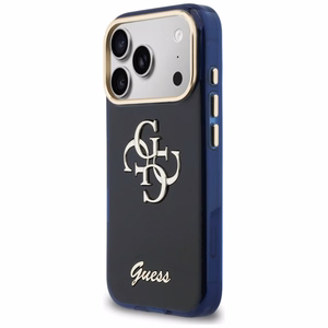 Guess IML 4G Script Metal Suojakuori iPhone 17 Pro:lle - Sininen