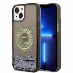 Karl Lagerfeld Liquid Glitter RSG suojakuori iPhone 14:lle - musta