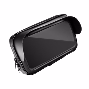 Waterproof zippered bicycle phone holder with sun hood for 5.5–6.3-inch phones – black