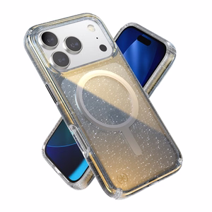 Speck Presidio Lux MagSafe suojakuori iPhone 17 Pro -laitteelle, Hyper Mirror Glitter / Silver Metallic -värinen