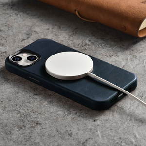 iCarer Öljyvaha Premium Nahkakotelo iPhone 14 Plus Magneettinen nahkakotelo MagSafe tumman sininen (WMI14220703-BU)