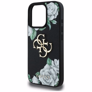 Guess Grained Roses Big 4G logo Suojakuori iPhone 16 Pro Max:lle - musta