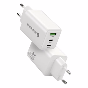 GaN laturi 1 x USB, 2 x USB-C Quick Charge 4+ 65W valkoinen