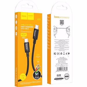 Hoco USB-C - USB-C -kaapeli 3A 60W 1 m X89 musta