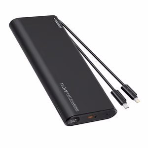 Ulkoinen akku Veger TCE130 (W2503) PD 130W 25000 mAh sisäänrakennetuilla Type C -kaapeleilla / Lightning musta