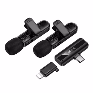 Langaton mikrofonisetti Hoco L20A, USB-C/Lightning, musta