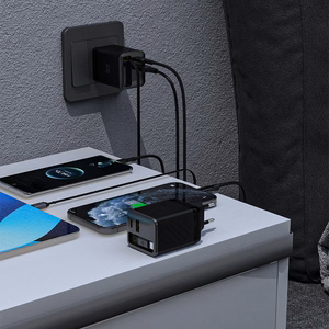 Dudao A67EU GaN 67W Wall Charger with Built-in Retractable USB-C Power Delivery Quick Charge Cable - Black