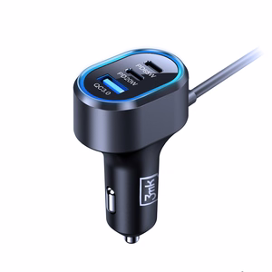3mk Double -autolaturi, 135 W, PD/QC/PPS, USB 2A4C, musta/harmaa