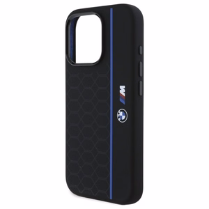 BMW Silikoninen Hexagon Blue Line MagSafe suojakuori iPhone 16 Pro Max:lle - musta