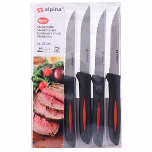 Alpina INOX ruostumattomasta teräksestä valmistetut pihviveitset, 23 cm, 6 kpl, mustat