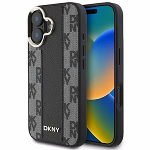 DKNY Checkered Pattern Magsafe iPhone 16 Plus:lle Suojakuori - Musta