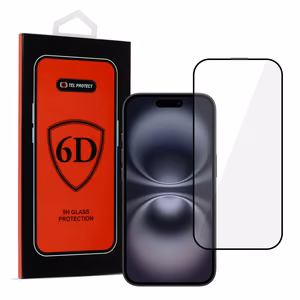 Tel Protect Full Glue 6D Karkaistu lasi iPhone 16:lle musta