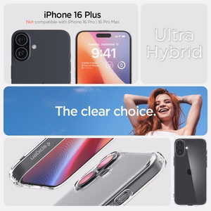 Suojakuori SPIGEN Ultra Hybrid ACS08069 iPhone 16 Pluslle - Crystal Clear