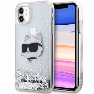 Karl Lagerfeld KLHCN61LNCHCS iPhone 11 / XR hopeinen/hopeinen kovakuori Glitter Choupette Head