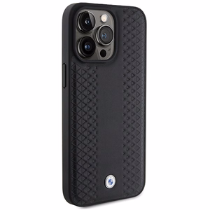BMW Nahkainen Diamond Pattern Suojakuori iPhone 15 Pro:lle - musta