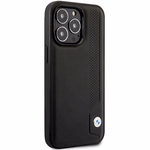 BMW BMHCP14L22RBDK Suojakuori iPhone 14 Pro 6.1" musta/musta kovakuori Nahkainen Blue Dots