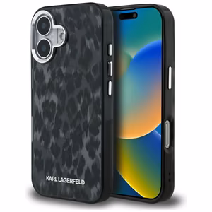Karl Lagerfeld IML Leopard Pattern MagSafe Suojakuori iPhone 16:lle - Musta