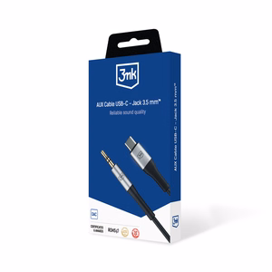Audiokaapeli 3mk USB-C - 3,5mm 1,0m musta