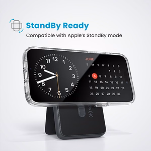 Speck StandyBank + ClickLock 5 000 mAh:n magneettinen varavirtalähde jalustalla, jopa 15 W:n langaton lataus, MagSafe-yhteensopiva, musta