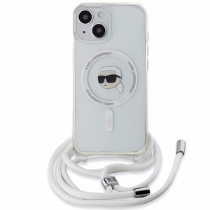 Karl Lagerfeld Crossbody IML Karl Head MagSafe suojakuori iPhone 15 / 14 / 13:lle - läpinäkyvä