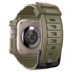 Spigen Rugged Armor Pro - Ranneke ja suojakuori Apple Watch Ultralle 49 mm (Vintage Khaki)