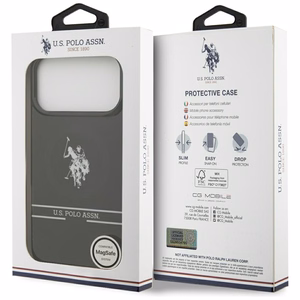 US Polo DH and Bottom Stripe Logo MagSafe Suojakuori iPhone 17 Pro Max:lle - Musta