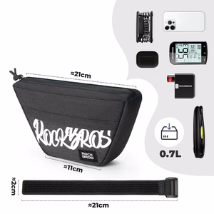 Rockbros G011 Flash Journey puolisuunnikkaan muotoinen polkupyörän ohjaustangon laukku 0.7 l - musta