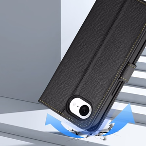 Dux Ducis Lawa Nahkainen Suojakuori iPhone 16e / 17e:lle irrotettavalla magneettisella lompakolla - musta