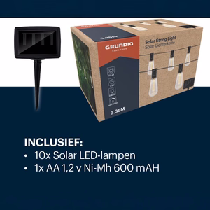 Grundig solar LED string lights, 10 bulbs, 3.35 m