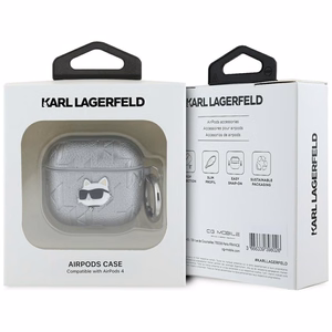 Karl Lagerfeld Monogram Choupette Head Suojakuori AirPods 4:lle - hopeinen