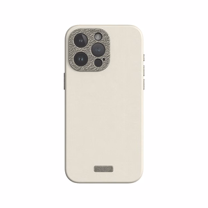 Moshi Napa MagSafe laadukas vegaaninahkainen suojakuori iPhone 15 Pro -laitteelle, Eggnog White -värinen