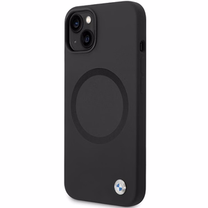 BMW BMHMP14SSILBK2 Suojakuori iPhone 14:lle - musta Signature Liquid Silicone MagSafe