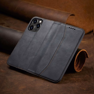 Magneetti Fancy Case tapauksessa iPhone 14 Pro Max flip kansi lompakko jalusta musta