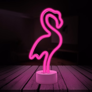 Neon LED jalustalla FLAMINGO vaaleanpunainen USB-C FSC-11 Forever Light
