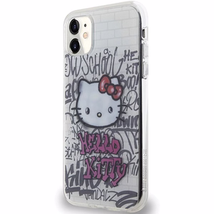 Hello Kitty IML Kitty On Bricks Graffiti Suojakuori iPhone 11 / Xr:lle - valkoinen