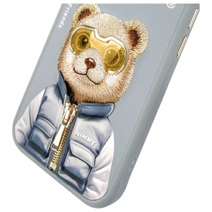 Nimmy Cool&Cute 2.0 Bear Suojakuori iPhone 15:lle - harmaa