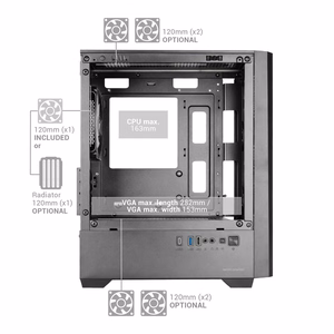 Mars Gaming MCVECTOR – Mini Tower computer case, black