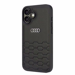 Audi Synteettinen Nahka iPhone 16 Plus 6.7" Musta/Musta Kova Suojakuori AU-TPUPCIP16M-GT/D2-BK