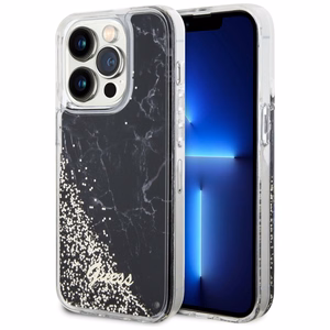 Guess GUHCP14LLCSGSGK iPhone 14 Pro 6.1" musta/musta hardcase Liquid Glitter Marble
