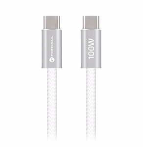 Kaapeli USB-C - USB-C Forcell F-Energy QC4.0 PD 5A 100 W Cafule Color 1,2 m ACYH23 valkoinen