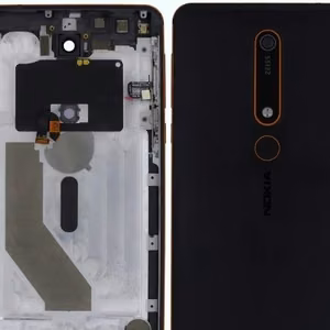 Takakansi Nokia 6.1 musta/kupari alkuperäinen (käytetty Grade A)