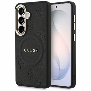 Guess Suojakuori Saffiano Peony Embossed Ring MagSafe Samsung Galaxy S26:lle musta