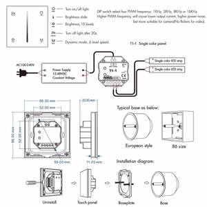 Kosketuspaneelihimmennin T1-1, 12-48VDC, 2Ch