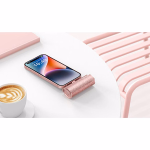 Varavirtalähde Veger PlugOn (W0573) PD QC3.0 2,4A 12W 5000 mAh sisäänrakennetulla USB-C-liittimellä vaaleanpunainen