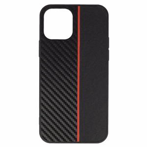 Tel Protect CARBON Suojakuori iPhone 12 Pro Max:lle musta punaisella raidalla